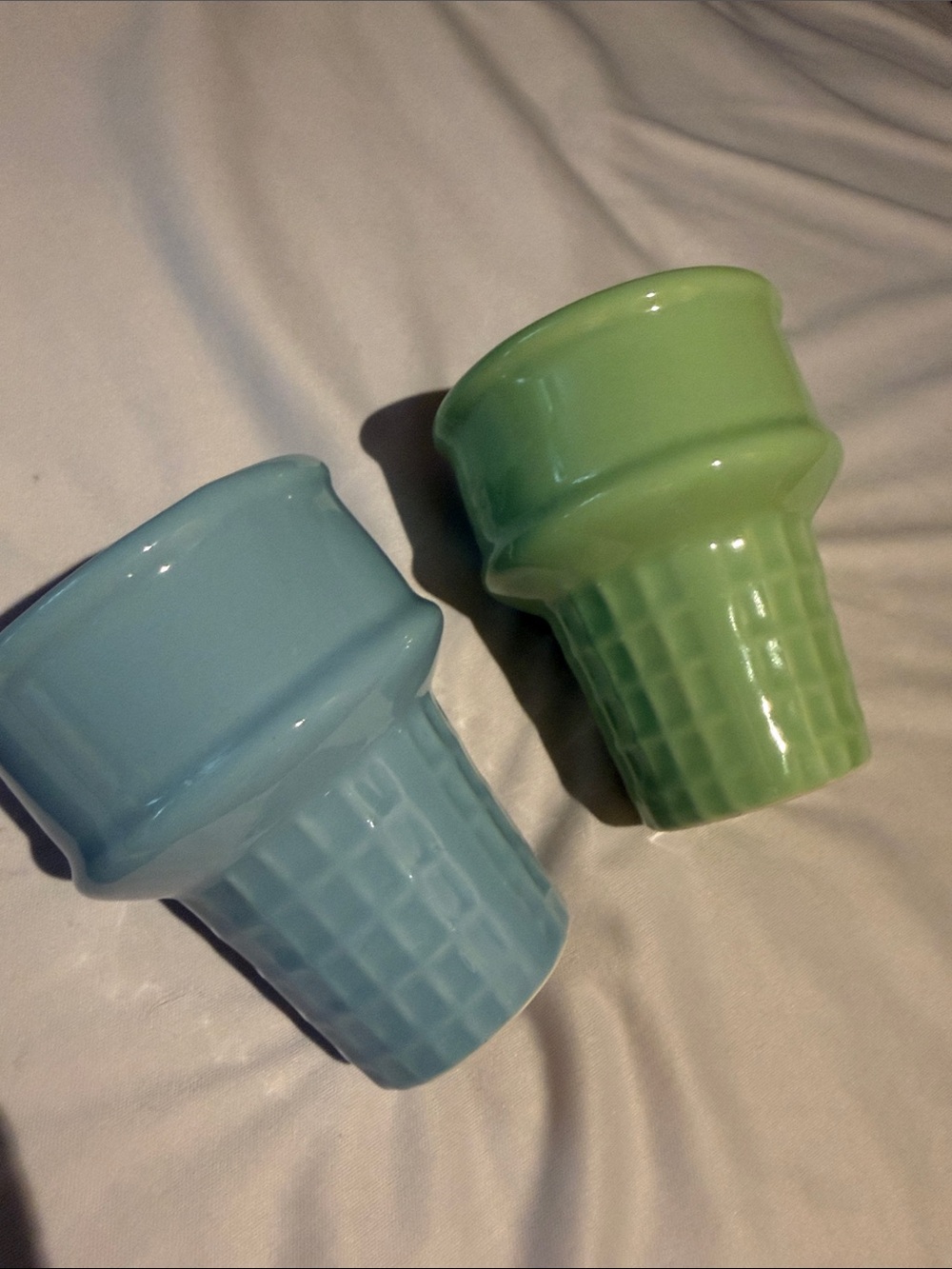 Blue and Green Ceramic Ice Cream Cone Dessert Cups - Home Dining Drinkware